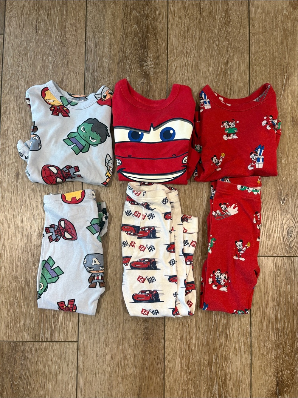 Set of 3 Gap size 3T Marvel Pixar Christmas Mickey pajamas